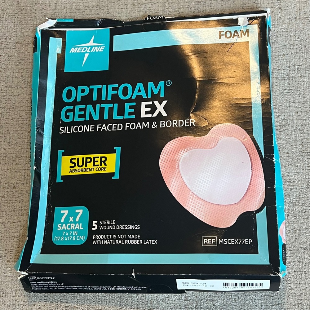 Medline Optifoam Gentle EX Sacral Silicone Foam Border Dressing 7" 5ct MSCEX77EP